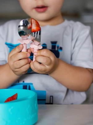 Grabease 3-Piece Stainless Steel Utensil Set For Independent Self-Feeding: Fork, Spoon & Curve-Tip Safety Knife For 18 Months & Up 5 Grabease 3-Piece Stainless Steel Utensil Set For Independent Self-Feeding: Fork, Spoon & Curve-Tip Safety Knife For 18 Months & Up - Image 3