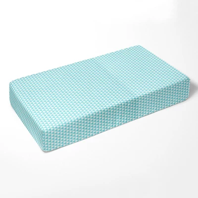 Bacati - Liam Triangles Aqua Muslin 3 Pc Toddler Bed Sheet Set 5 Bacati - Liam Triangles Aqua Muslin 3 Pc Toddler Bed Sheet Set - Image 3