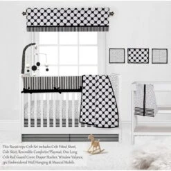 Bacati - Dots Stripes Black/White 10 Pc Crib Bedding Set With Long Rail Guard Cover -Graco Sales GUEST 4bb4b27c ad04 4b0a a7bf 1fe8fa4273ed