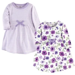 Touched By Nature Baby And Toddler Girl Organic Cotton Long-Sleeve Dresses 2pk, Purple Garden -Graco Sales GUEST 4c6f9846 5ade 4ced b605 a9b5809261df