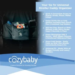 Cozy Cover CozyBaby Stroller Organizer Universal Insulated Storage Caddy Basket With 2 Insulated Cup Holder Carriers And Zippered Pouches, Black -Graco Sales GUEST 4dc8f5be 1929 43cb 8703 35a187e05d34