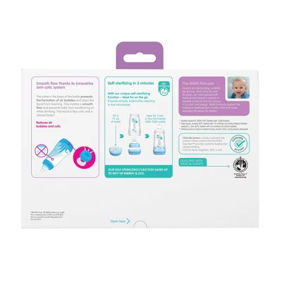 MAM Easy Start Anti-Colic Baby Bottles 0m+ - 5oz/3pk - Girl 5 MAM Easy Start Anti-Colic Baby Bottles 0m+ - 5oz/3pk - Girl - Image 3