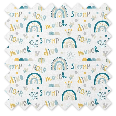 Bacati - Little Dino Boys Teal/Yellow Muslin 6 Pc Crib Bedding Set With Crib Musical Mobile 10 Bacati - Little Dino Boys Teal/Yellow Muslin 6 Pc Crib Bedding Set With Crib Musical Mobile - Image 8