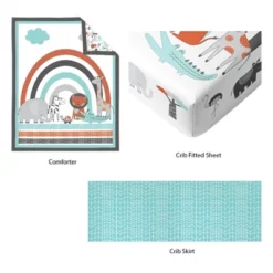 Bacati - Jungle Safari Aqua Orange Gray 3 Pc Crib Bedding Set -Graco Sales GUEST 5bbaf237 342b 474c b172 652532cc1bbf