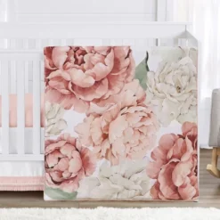 Sweet Jojo Designs Boy Or Girl Gender Neutral Unisex Baby Crib Bedding Set - Pink And Ivory Peony Floral Garden Collection 4pc -Graco Sales GUEST 5c84955e 958a 4a90 866d 4fbb5047b5f0