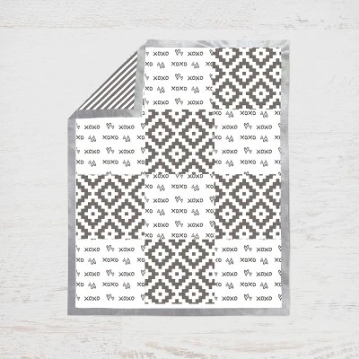 Bacati - Love Gray/Silver 3 Pc Crib Bedding Set 5 Bacati - Love Gray/Silver 3 Pc Crib Bedding Set - Image 3