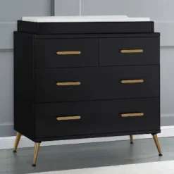 Delta Children Sloane 4 Drawer Dresser With Changing Top - Black/Bronze