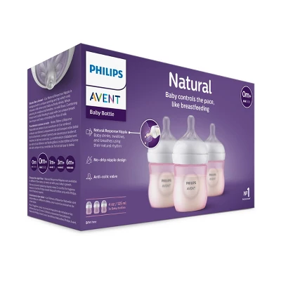 Philips Avent Natural Baby Bottle With Natural Response Nipple - Pink - 4oz 4 Philips Avent Natural Baby Bottle With Natural Response Nipple - Pink - 4oz - Image 2