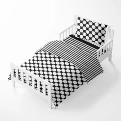 Bacati - Dots Stripes Black/White 4 Pc Toddler Bedding Set -Graco Sales GUEST 624d2e73 8aac 4bc5 9732 bebe7ba26429