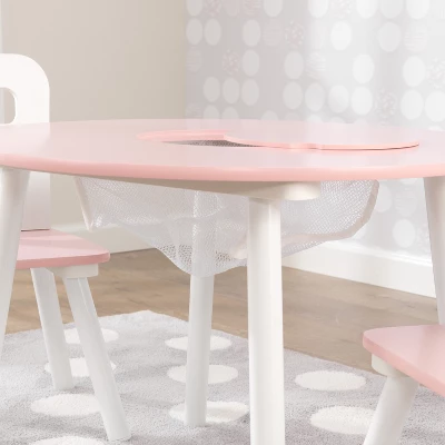 Round Storage Table And Chair Set White/Pink - KidKraft 4 Round Storage Table And Chair Set White/Pink - KidKraft - Image 2
