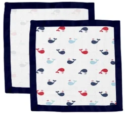 Bacati - Little Sailor Blue/Red Muslin 2 Pc Security Blankets -Graco Sales GUEST 6439d03d ee9b 4461 8a30 68b7dad14ac3