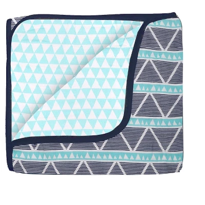 Bacati - Boys Triangles Aqua Navy 8 Pc Crib Bedding Set With Long Rail Guard Cover 4 Bacati - Boys Triangles Aqua Navy 8 Pc Crib Bedding Set With Long Rail Guard Cover - Image 2