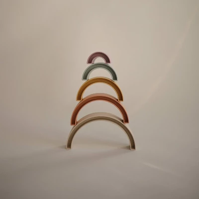 Mushie Rainbow Stacker Toy 3 Mushie Rainbow Stacker Toy