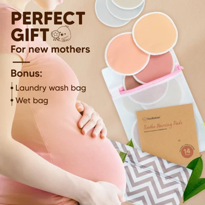 KeaBabies 14pk Soothe Reusable Nursing Pads For Breastfeeding, 4-Layers Organic Breast Pads, Washable Nipple Pads 10 KeaBabies 14pk Soothe Reusable Nursing Pads For Breastfeeding, 4-Layers Organic Breast Pads, Washable Nipple Pads - Image 8