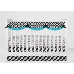 Bacati - Love Aztec Print Black Turquoise 10 Pc Crib Bedding Set With Long Rail Guard Cover -Graco Sales GUEST 6f048676 2ce6 4bba b2b0 a8b809971af1 1