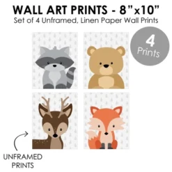 Big Dot Of Happiness Woodland Creatures - Unframed Forest Animals Nursery And Kids Room Linen Paper Wall Art - Set Of 4 - Artisms - 8 X 10 Inches -Graco Sales GUEST 70d8fb8d 4397 49bf b4f8 86f5fa670e6a