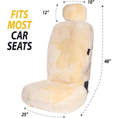 Zone Tech Genuine Sheepskin Ivory Car Seat Cover, Fluffy Luxury Wool Front Seat Covers, Universal Fits Car, Truck, SUV, & Van 4 Zone Tech Genuine Sheepskin Ivory Car Seat Cover, Fluffy Luxury Wool Front Seat Covers, Universal Fits Car, Truck, SUV, & Van - Image 2