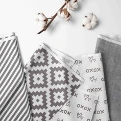 Bacati - Love Aztec Design/Print Gray/Silver 6 Pc Crib Bedding Set With Long Rail Guard Cover