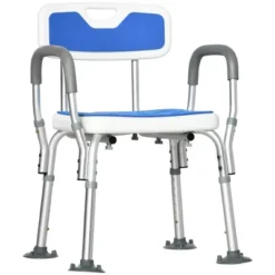 HOMCOM EVA Padded Shower Chair With Arms And Back, Bath Seat With Adjustable Height, Anti-slip Shower Bench For Seniors, Disabled, Tool-Free Assembly -Graco Sales GUEST 75acf3de 842a 4bd0 aa14 d0ae62681bb1