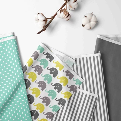 Bacati - Elephants Mint Yellow Gray 3 Pc Toddler Bed Sheet Set 4 Bacati - Elephants Mint Yellow Gray 3 Pc Toddler Bed Sheet Set - Image 2