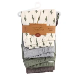 Touched By Nature Baby And Toddler Boy Organic Cotton Pants 4pk, Cactus