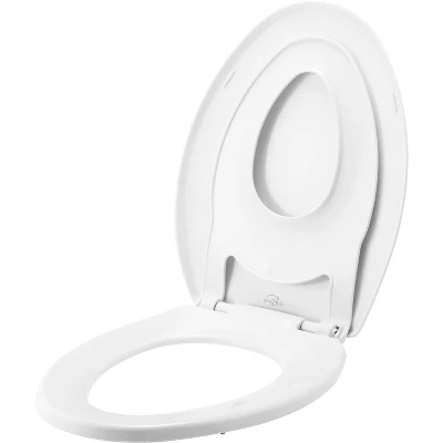 Mayfair By Bemis Little2Big Never Loosens Elongated Plastic Children's Potty Training Toilet Seat With Slow Close Hinge - White 4 Mayfair By Bemis Little2Big Never Loosens Elongated Plastic Children's Potty Training Toilet Seat With Slow Close Hinge - White - Image 2