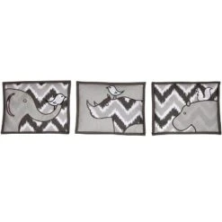 Bacati - Ikat Chevron White Grey Muslin Neutral 10 Pc Crib Set With Wall Hangings And 4 Muslin Swaddling Blanket