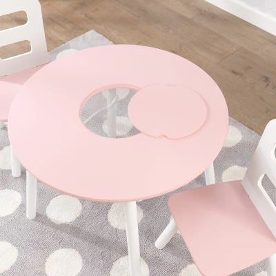 Round Storage Table And Chair Set White/Pink - KidKraft 5 Round Storage Table And Chair Set White/Pink - KidKraft - Image 3