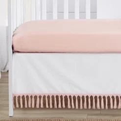 Sweet Jojo Designs Girl Baby Crib Bedding Set - Boho Fringe White And Pink Collection 4pc -Graco Sales GUEST 7e94f68d d3e3 4aa0 acc2 b009935bd530