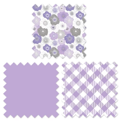 Bacati - Watercolor Floral Purple Gray 4 Pc Crib Bedding Set With Diaper Caddy 9 Bacati - Watercolor Floral Purple Gray 4 Pc Crib Bedding Set With Diaper Caddy - Image 7