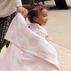 Living Textiles|Chenille Baby Blanket - Pink Hearts