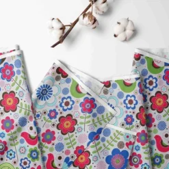 Bacati - Botanical Floral With Birds Pink Multicolor 100 Percent Cotton Universal Baby US Standard Crib Or Toddler Bed Fitted Sheet