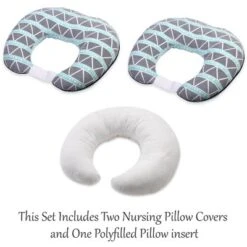 Bacati - 3 Pc Liam Aztec Aqua/Navy Large Triangles Muslin Hugster Feeding & Infant Support Nursing Pillow With 2 Removable Zippered Covers -Graco Sales GUEST 826fc5b5 10e9 442f 8731 ad9a963331b1