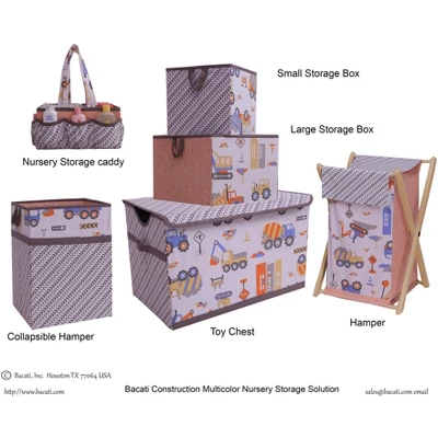 Bacati - Construction Multicolor Boys Collapsible Laundry Hamper 6 Bacati - Construction Multicolor Boys Collapsible Laundry Hamper - Image 4