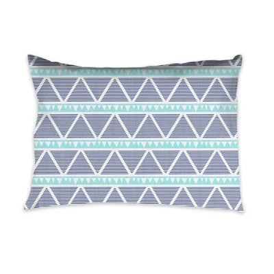 Bacati - Liam Large Triangles Aqua Navy Muslin 3 Pc Toddler Bed Sheet Set 6 Bacati - Liam Large Triangles Aqua Navy Muslin 3 Pc Toddler Bed Sheet Set - Image 4