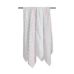 Bacati - Petals/Floral Muslin Swaddling Blankets Set Of 4 Aqua/Lilac -Graco Sales GUEST 89b9d72d fd74 4de2 bad9 e38b6a3f31be