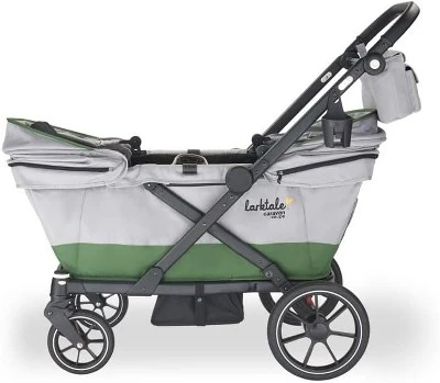 Larktale Caravan Coupe - Compact 2-Seater Stroller Wagon With Small Fold - Adjustable Canopies Included - Gray/Green 4 Larktale Caravan Coupe - Compact 2-Seater Stroller Wagon With Small Fold - Adjustable Canopies Included - Gray/Green - Image 2