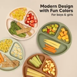 3-Pack Prep Suction Plates For Baby, 100% Silicone Toddler Plates, BPA-Free Divided Baby Plates With Suction -Graco Sales GUEST 8a321df2 9bf3 4550 92b7 3708e3c9bb72