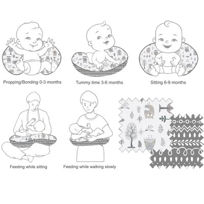 Bacati - 3 Pc Owls Beige/Gray Neutral Hugster Feeding & Infant Support Nursing Pillow 5 Bacati - 3 Pc Owls Beige/Gray Neutral Hugster Feeding & Infant Support Nursing Pillow - Image 3