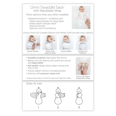 SwaddleDesigns Omni Swaddle Sack Swaddle Wrap - White - S - 0-3 Months 10 SwaddleDesigns Omni Swaddle Sack Swaddle Wrap - White - S - 0-3 Months - Image 8