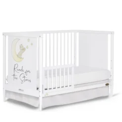 Dream On Me Moon Bear Reaching For The Stars 4 In 1 Modern Island Convertible Crib With Rounded Spindles Mural On One End Panel, White Finish -Graco Sales GUEST 8fae7053 135e 4be0 a5f2 01e356157a52