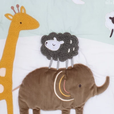 Lambs & Ivy Baby Noah 3-Piece Animals/Ark Baby Crib Bedding Set - Blue/Brown 9 Lambs & Ivy Baby Noah 3-Piece Animals/Ark Baby Crib Bedding Set - Blue/Brown - Image 7