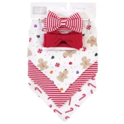 Hudson Baby Infant Girl Cotton Bib And Headband Set 5pk, Sugar Spice, One Size