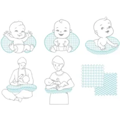 Bacati - 3 Pc Houndstooth/Herringbone Aqua Muslin Hugster Feeding & Infant Support Nursing Pillow With 2 Removable Zippered Covers -Graco Sales GUEST 9278d133 ce2e 451a 8ddb b67551cd74ea