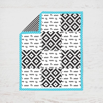 Bacati - Love Aztec Print Black Turquoise 3 Pc Crib Bedding Set 4 Bacati - Love Aztec Print Black Turquoise 3 Pc Crib Bedding Set - Image 2