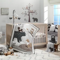 Lambs & Ivy Woodland Forest White/Gray Animal 100% Cotton Baby Fitted Crib Sheet -Graco Sales GUEST 94403521 d1a2 4cc5 aab9 40b086b4d367