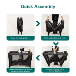 Pamo Babe Travel Foldable Portable Bassinet Baby Infant Play Yard Crib Cot With Soft Mattress, Breathable Mesh Walls, And Carry Bag, Black & Dark Gray -Graco Sales GUEST 94779d83 bca7 4082 b11b 51f400afc7b3