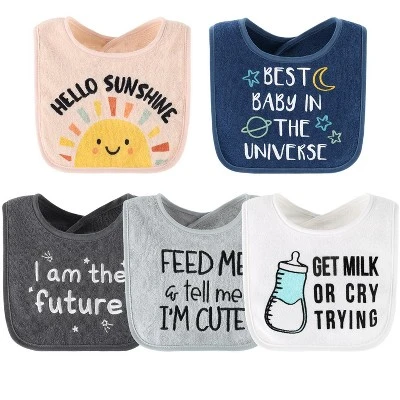 The Peanutshell Hello Sunshine 10-Pack Terry Bibs In Teal, Aqua And Navy 4 The Peanutshell Hello Sunshine 10-Pack Terry Bibs In Teal, Aqua And Navy - Image 2