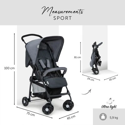 Hauck Sport T13 Lightweight Compact Foldable Stroller Pushchair With UV Protected Canopy And Swiveling And Lockable Front Wheels, Charcoal Stone 3 Hauck Sport T13 Lightweight Compact Foldable Stroller Pushchair With UV Protected Canopy And Swiveling And Lockable Front Wheels, Charcoal Stone
