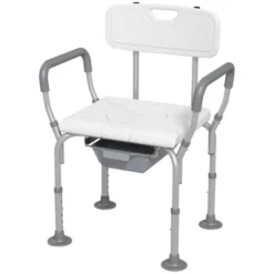 HOMCOM 3-in-1 Shower Chair With Back And Arms, Height Adjustable Bedside Commode, Raised Toilet Seat For Seniors, Disabled -Graco Sales GUEST 9cc37769 7868 41c6 bda7 310a64f97e2d